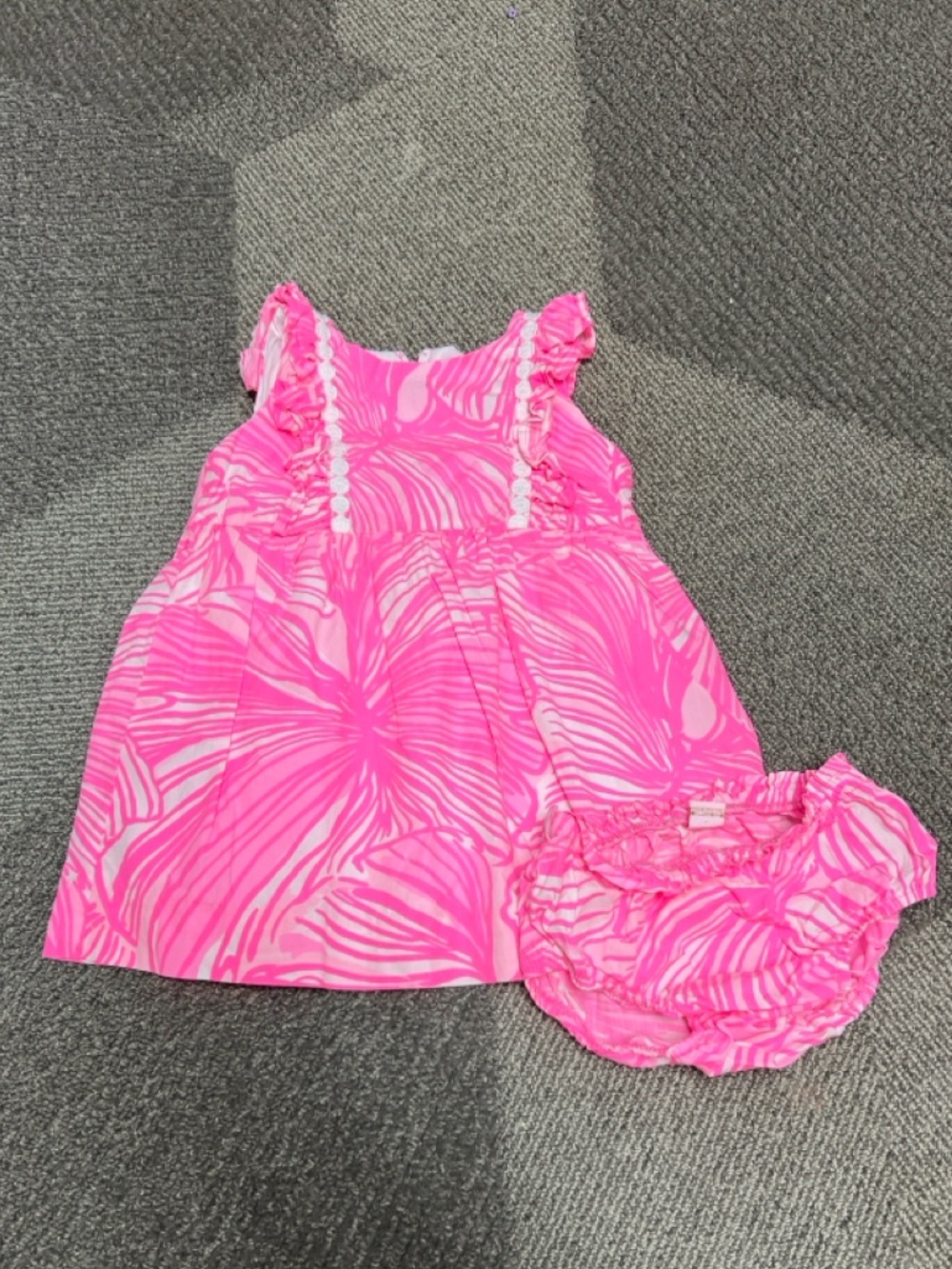 Lilly Pulitzer Pink Tropical Print Dress with Bloomers 12-18 months